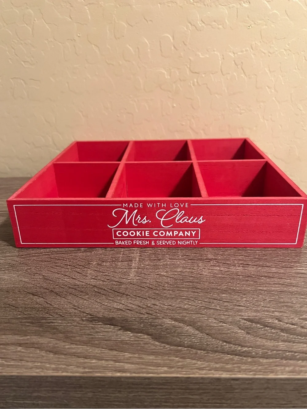 Target Bullseye Christmas Crate Red Mrs. Claus Cookie Company Wood NWT